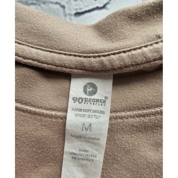 90 Degree By Reflex Super Soft Deluxe Short Sleeve Top Beige Size M Pre-Owned - Picture 5 of 8